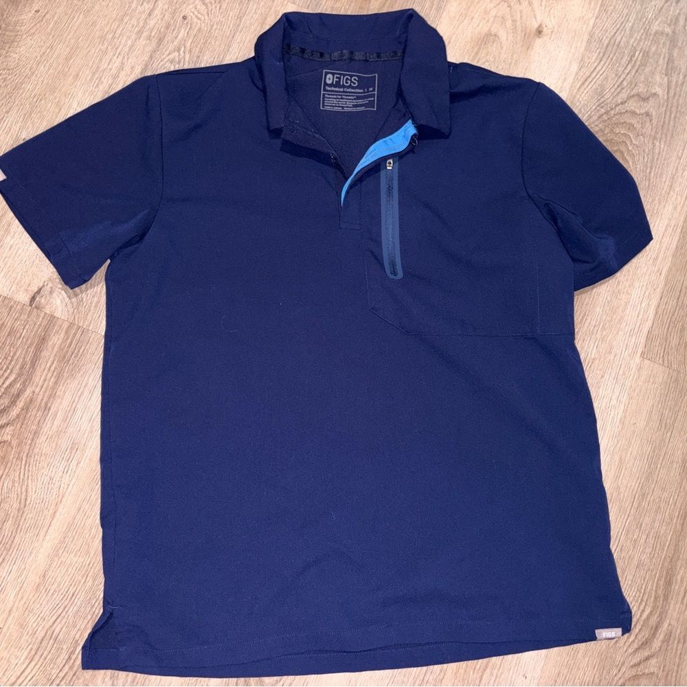 Figs Technical Collection Men's Deep Blue Polo Shirt‎ EUC M